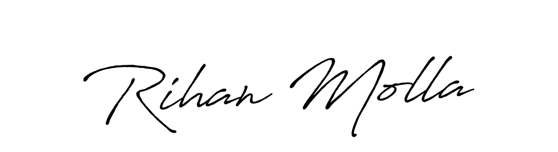 Use a signature maker to create a handwritten signature online. With this signature software, you can design (Antro_Vectra_Bolder) your own signature for name Rihan Molla. Rihan Molla signature style 7 images and pictures png