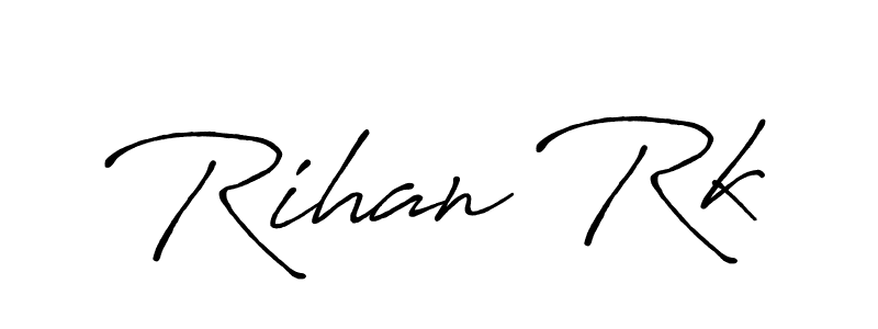 Create a beautiful signature design for name Rihan Rk. With this signature (Antro_Vectra_Bolder) fonts, you can make a handwritten signature for free. Rihan Rk signature style 7 images and pictures png