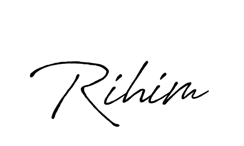 Use a signature maker to create a handwritten signature online. With this signature software, you can design (Antro_Vectra_Bolder) your own signature for name Rihim. Rihim signature style 7 images and pictures png