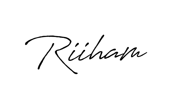 How to make Riiham name signature. Use Antro_Vectra_Bolder style for creating short signs online. This is the latest handwritten sign. Riiham signature style 7 images and pictures png