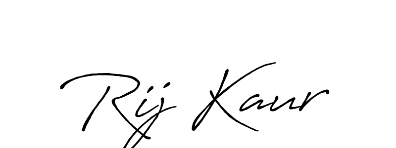 Use a signature maker to create a handwritten signature online. With this signature software, you can design (Antro_Vectra_Bolder) your own signature for name Rij Kaur. Rij Kaur signature style 7 images and pictures png