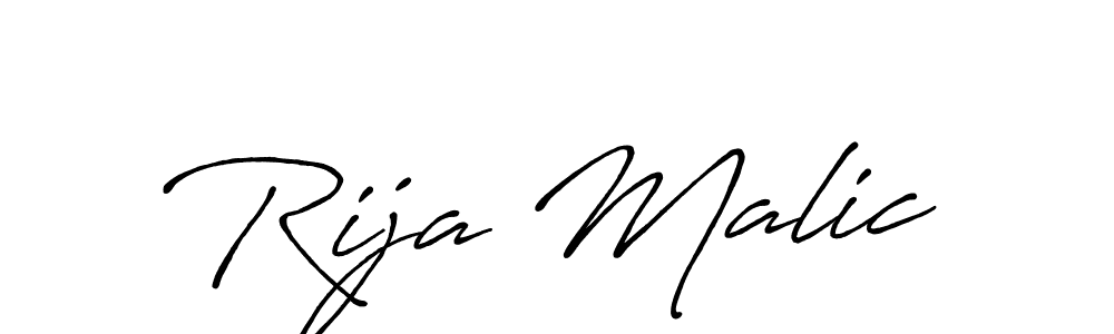 How to make Rija Malic name signature. Use Antro_Vectra_Bolder style for creating short signs online. This is the latest handwritten sign. Rija Malic signature style 7 images and pictures png