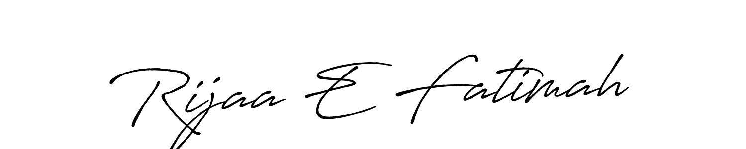 Create a beautiful signature design for name Rijaa E Fatimah. With this signature (Antro_Vectra_Bolder) fonts, you can make a handwritten signature for free. Rijaa E Fatimah signature style 7 images and pictures png