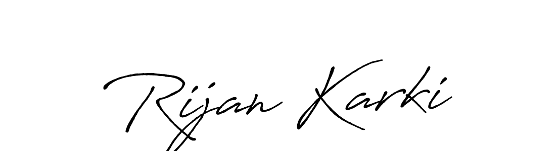 Use a signature maker to create a handwritten signature online. With this signature software, you can design (Antro_Vectra_Bolder) your own signature for name Rijan Karki. Rijan Karki signature style 7 images and pictures png