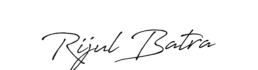 Antro_Vectra_Bolder is a professional signature style that is perfect for those who want to add a touch of class to their signature. It is also a great choice for those who want to make their signature more unique. Get Rijul Batra name to fancy signature for free. Rijul Batra signature style 7 images and pictures png