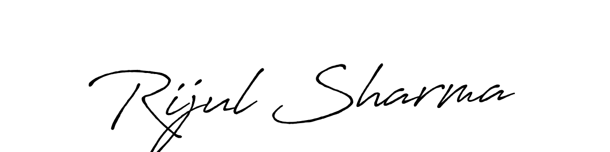 Make a beautiful signature design for name Rijul Sharma. With this signature (Antro_Vectra_Bolder) style, you can create a handwritten signature for free. Rijul Sharma signature style 7 images and pictures png