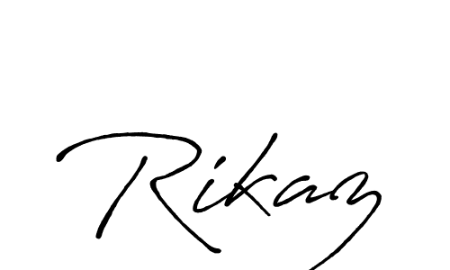 Make a beautiful signature design for name Rikaz. With this signature (Antro_Vectra_Bolder) style, you can create a handwritten signature for free. Rikaz signature style 7 images and pictures png