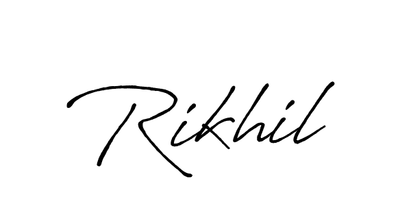 The best way (Antro_Vectra_Bolder) to make a short signature is to pick only two or three words in your name. The name Rikhil include a total of six letters. For converting this name. Rikhil signature style 7 images and pictures png