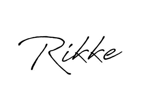 Use a signature maker to create a handwritten signature online. With this signature software, you can design (Antro_Vectra_Bolder) your own signature for name Rikke. Rikke signature style 7 images and pictures png