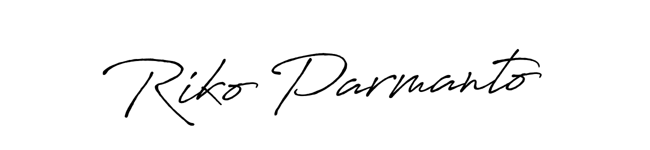 The best way (Antro_Vectra_Bolder) to make a short signature is to pick only two or three words in your name. The name Riko Parmanto include a total of six letters. For converting this name. Riko Parmanto signature style 7 images and pictures png