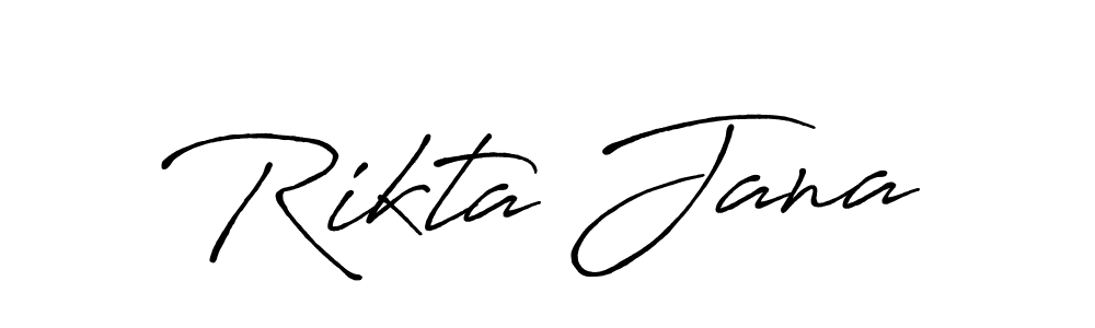 How to make Rikta Jana name signature. Use Antro_Vectra_Bolder style for creating short signs online. This is the latest handwritten sign. Rikta Jana signature style 7 images and pictures png