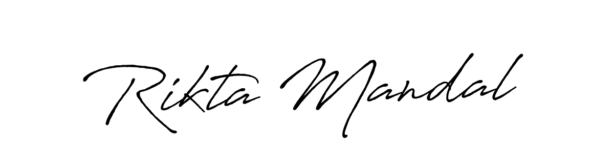 How to make Rikta Mandal name signature. Use Antro_Vectra_Bolder style for creating short signs online. This is the latest handwritten sign. Rikta Mandal signature style 7 images and pictures png