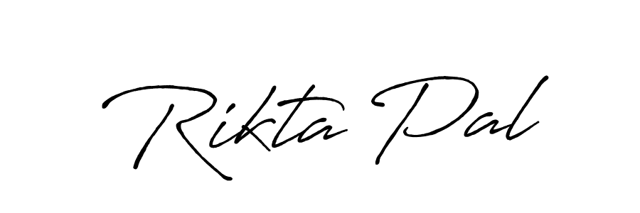 How to make Rikta Pal name signature. Use Antro_Vectra_Bolder style for creating short signs online. This is the latest handwritten sign. Rikta Pal signature style 7 images and pictures png