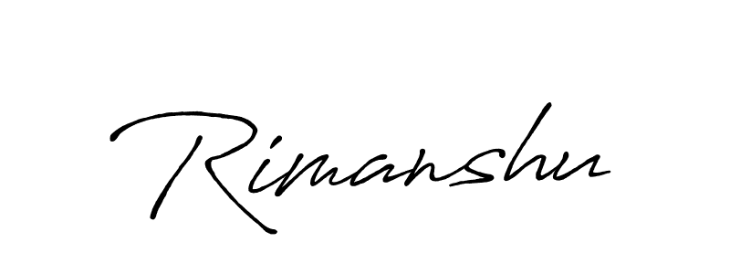 How to make Rimanshu name signature. Use Antro_Vectra_Bolder style for creating short signs online. This is the latest handwritten sign. Rimanshu signature style 7 images and pictures png