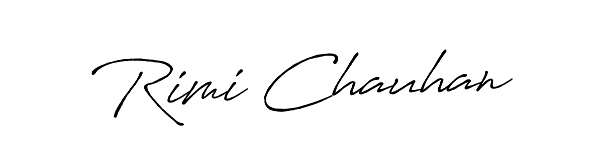 How to make Rimi Chauhan name signature. Use Antro_Vectra_Bolder style for creating short signs online. This is the latest handwritten sign. Rimi Chauhan signature style 7 images and pictures png