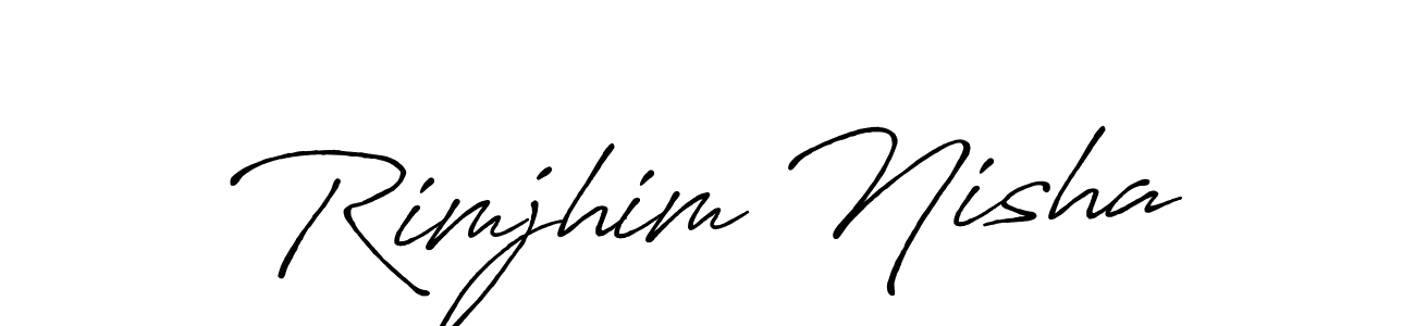 The best way (Antro_Vectra_Bolder) to make a short signature is to pick only two or three words in your name. The name Rimjhim Nisha include a total of six letters. For converting this name. Rimjhim Nisha signature style 7 images and pictures png