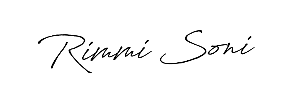Make a beautiful signature design for name Rimmi Soni. With this signature (Antro_Vectra_Bolder) style, you can create a handwritten signature for free. Rimmi Soni signature style 7 images and pictures png