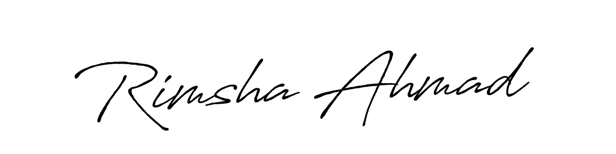 Rimsha Ahmad stylish signature style. Best Handwritten Sign (Antro_Vectra_Bolder) for my name. Handwritten Signature Collection Ideas for my name Rimsha Ahmad. Rimsha Ahmad signature style 7 images and pictures png