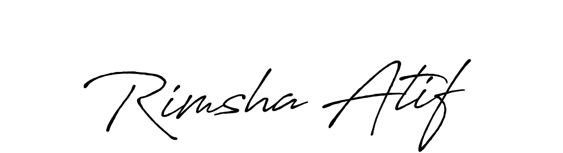 This is the best signature style for the Rimsha Atif name. Also you like these signature font (Antro_Vectra_Bolder). Mix name signature. Rimsha Atif signature style 7 images and pictures png