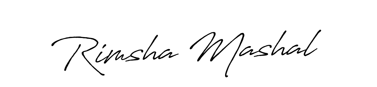 How to make Rimsha Mashal name signature. Use Antro_Vectra_Bolder style for creating short signs online. This is the latest handwritten sign. Rimsha Mashal signature style 7 images and pictures png