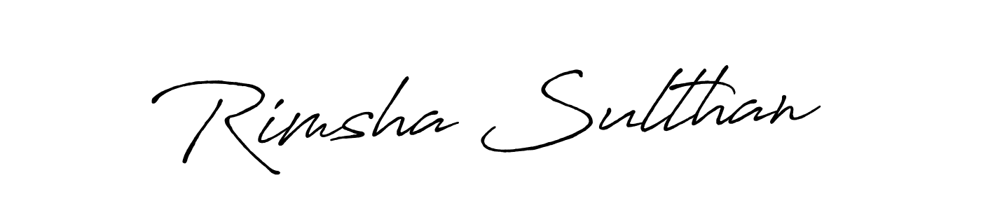 Antro_Vectra_Bolder is a professional signature style that is perfect for those who want to add a touch of class to their signature. It is also a great choice for those who want to make their signature more unique. Get Rimsha Sulthan name to fancy signature for free. Rimsha Sulthan signature style 7 images and pictures png