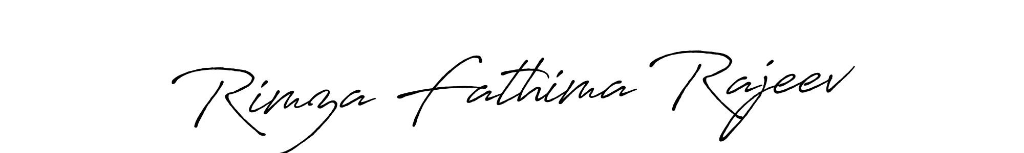 How to make Rimza Fathima Rajeev name signature. Use Antro_Vectra_Bolder style for creating short signs online. This is the latest handwritten sign. Rimza Fathima Rajeev signature style 7 images and pictures png