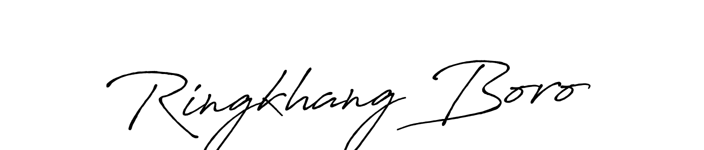 How to make Ringkhang Boro name signature. Use Antro_Vectra_Bolder style for creating short signs online. This is the latest handwritten sign. Ringkhang Boro signature style 7 images and pictures png