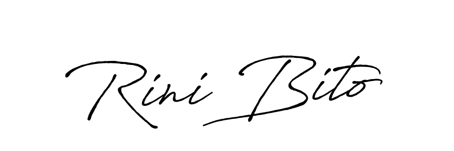 Use a signature maker to create a handwritten signature online. With this signature software, you can design (Antro_Vectra_Bolder) your own signature for name Rini Bito. Rini Bito signature style 7 images and pictures png