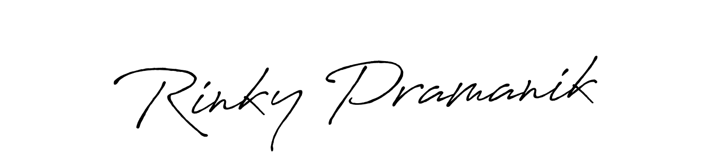 How to make Rinky Pramanik name signature. Use Antro_Vectra_Bolder style for creating short signs online. This is the latest handwritten sign. Rinky Pramanik signature style 7 images and pictures png