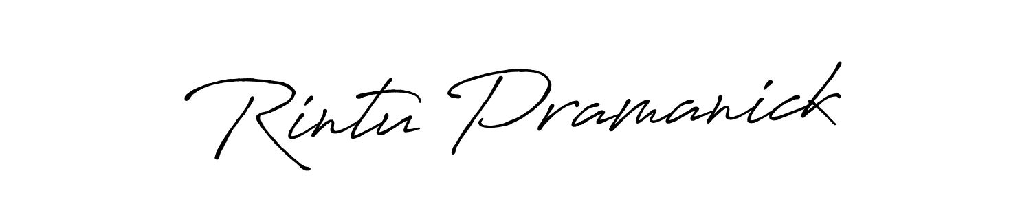 How to make Rintu Pramanick name signature. Use Antro_Vectra_Bolder style for creating short signs online. This is the latest handwritten sign. Rintu Pramanick signature style 7 images and pictures png