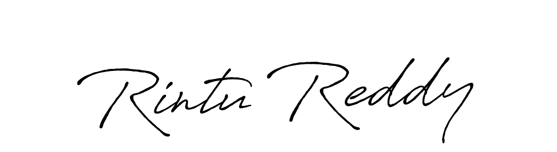 How to make Rintu Reddy name signature. Use Antro_Vectra_Bolder style for creating short signs online. This is the latest handwritten sign. Rintu Reddy signature style 7 images and pictures png