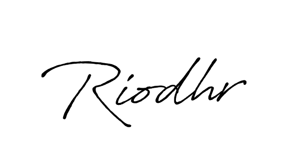 Use a signature maker to create a handwritten signature online. With this signature software, you can design (Antro_Vectra_Bolder) your own signature for name Riodhr. Riodhr signature style 7 images and pictures png