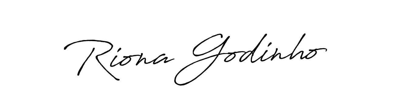 How to make Riona Godinho name signature. Use Antro_Vectra_Bolder style for creating short signs online. This is the latest handwritten sign. Riona Godinho signature style 7 images and pictures png