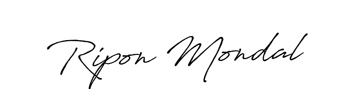 How to make Ripon Mondal name signature. Use Antro_Vectra_Bolder style for creating short signs online. This is the latest handwritten sign. Ripon Mondal signature style 7 images and pictures png