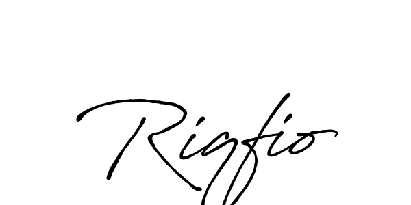 Make a beautiful signature design for name Riqfio. With this signature (Antro_Vectra_Bolder) style, you can create a handwritten signature for free. Riqfio signature style 7 images and pictures png