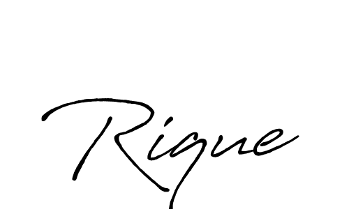 Design your own signature with our free online signature maker. With this signature software, you can create a handwritten (Antro_Vectra_Bolder) signature for name Rique. Rique signature style 7 images and pictures png