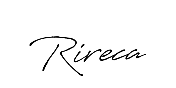 Use a signature maker to create a handwritten signature online. With this signature software, you can design (Antro_Vectra_Bolder) your own signature for name Rireca. Rireca signature style 7 images and pictures png