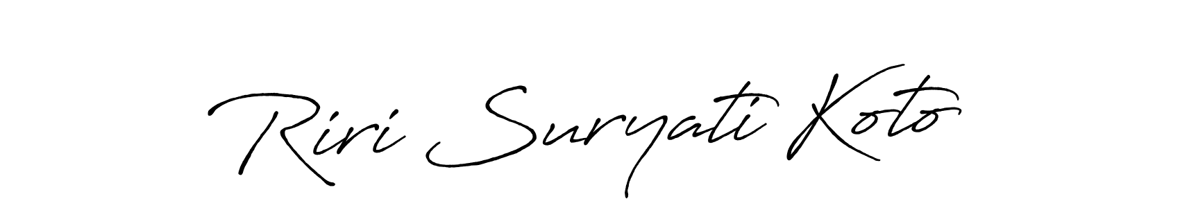 Use a signature maker to create a handwritten signature online. With this signature software, you can design (Antro_Vectra_Bolder) your own signature for name Riri Suryati Koto. Riri Suryati Koto signature style 7 images and pictures png