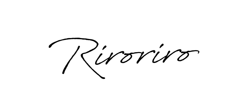 Use a signature maker to create a handwritten signature online. With this signature software, you can design (Antro_Vectra_Bolder) your own signature for name Riroriro. Riroriro signature style 7 images and pictures png