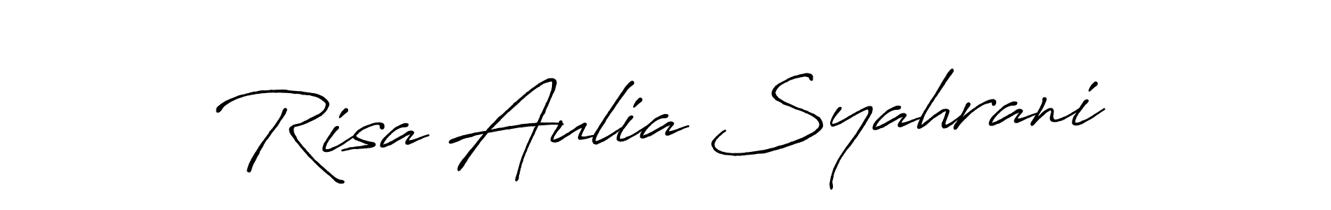 Design your own signature with our free online signature maker. With this signature software, you can create a handwritten (Antro_Vectra_Bolder) signature for name Risa Aulia Syahrani. Risa Aulia Syahrani signature style 7 images and pictures png