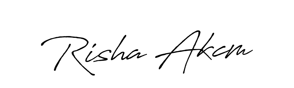 Also You can easily find your signature by using the search form. We will create Risha Akcm name handwritten signature images for you free of cost using Antro_Vectra_Bolder sign style. Risha Akcm signature style 7 images and pictures png