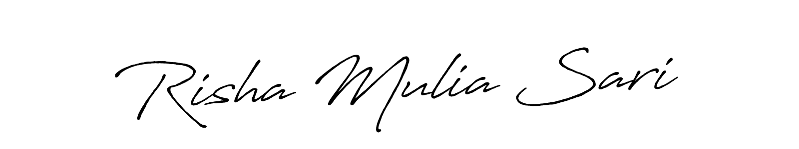 Antro_Vectra_Bolder is a professional signature style that is perfect for those who want to add a touch of class to their signature. It is also a great choice for those who want to make their signature more unique. Get Risha Mulia Sari name to fancy signature for free. Risha Mulia Sari signature style 7 images and pictures png