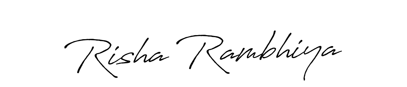 Use a signature maker to create a handwritten signature online. With this signature software, you can design (Antro_Vectra_Bolder) your own signature for name Risha Rambhiya. Risha Rambhiya signature style 7 images and pictures png