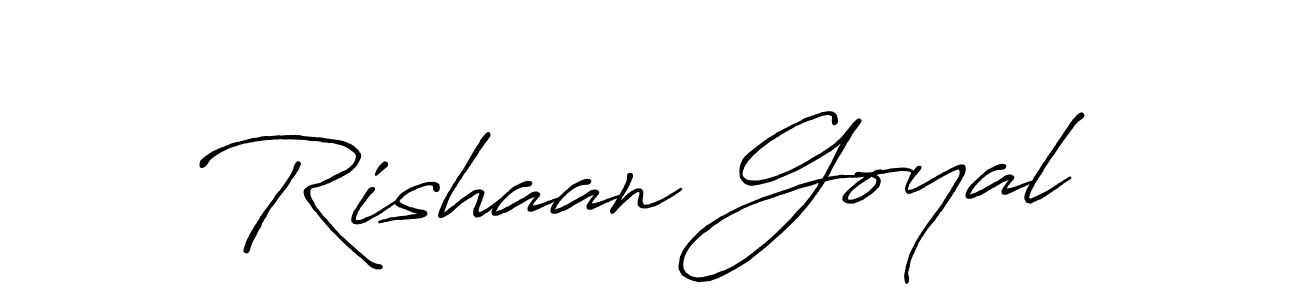 How to make Rishaan Goyal name signature. Use Antro_Vectra_Bolder style for creating short signs online. This is the latest handwritten sign. Rishaan Goyal signature style 7 images and pictures png