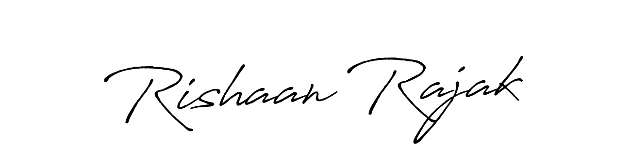 How to make Rishaan Rajak name signature. Use Antro_Vectra_Bolder style for creating short signs online. This is the latest handwritten sign. Rishaan Rajak signature style 7 images and pictures png