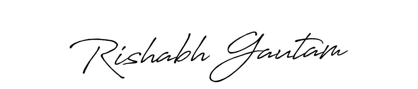Create a beautiful signature design for name Rishabh Gautam. With this signature (Antro_Vectra_Bolder) fonts, you can make a handwritten signature for free. Rishabh Gautam signature style 7 images and pictures png