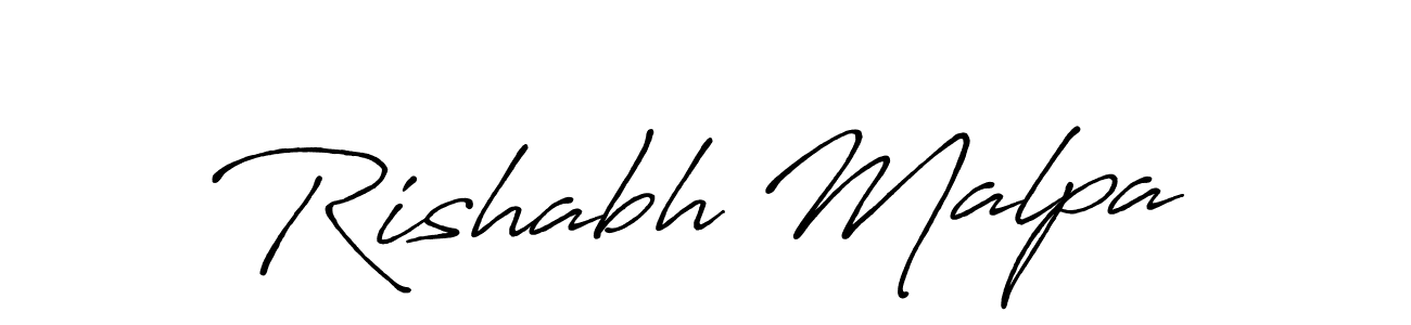 The best way (Antro_Vectra_Bolder) to make a short signature is to pick only two or three words in your name. The name Rishabh Malpa include a total of six letters. For converting this name. Rishabh Malpa signature style 7 images and pictures png