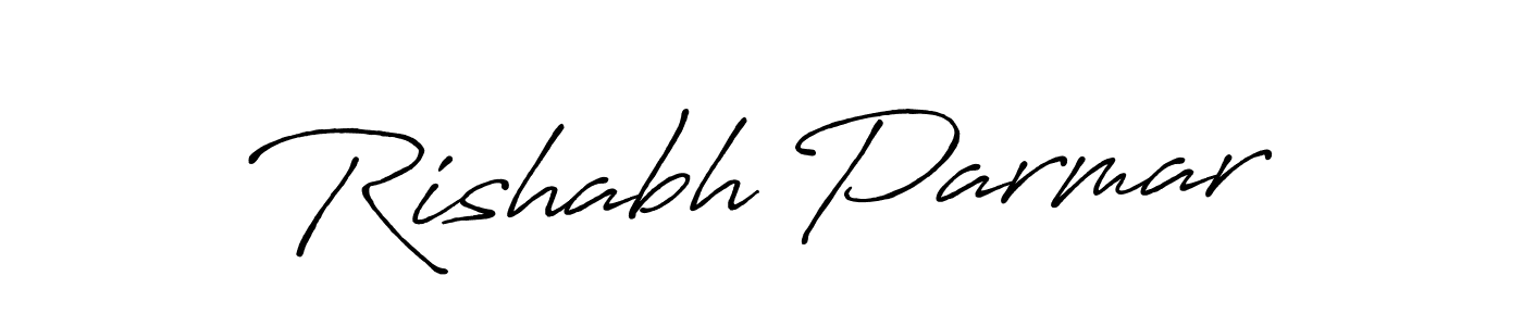 How to make Rishabh Parmar name signature. Use Antro_Vectra_Bolder style for creating short signs online. This is the latest handwritten sign. Rishabh Parmar signature style 7 images and pictures png