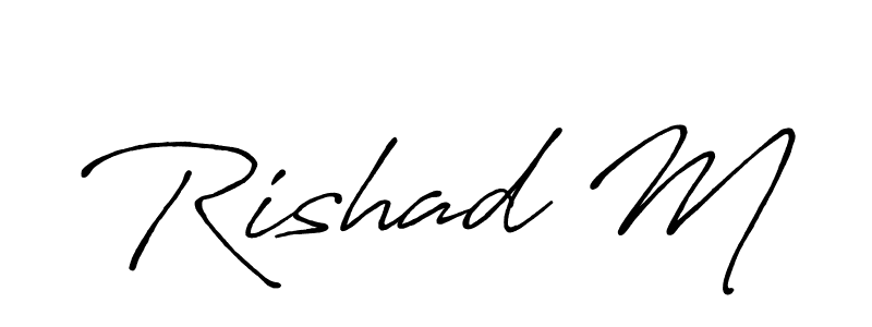 How to make Rishad M signature? Antro_Vectra_Bolder is a professional autograph style. Create handwritten signature for Rishad M name. Rishad M signature style 7 images and pictures png