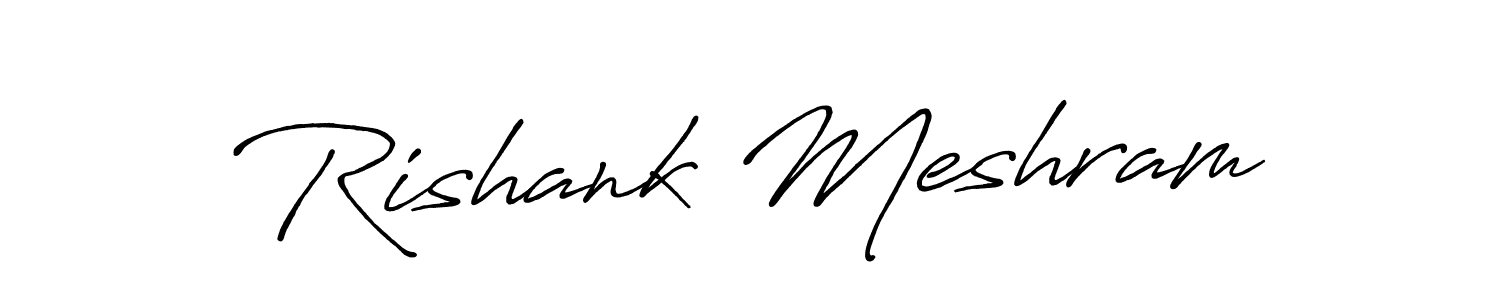 Similarly Antro_Vectra_Bolder is the best handwritten signature design. Signature creator online .You can use it as an online autograph creator for name Rishank Meshram. Rishank Meshram signature style 7 images and pictures png